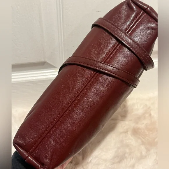 ETIENNE AIGNER SNAP FLEX-FRAME CLOSURE OXBLOOD BURGUNDY CORDOVAN CROSSBODY BAG - Picture 6 of 14